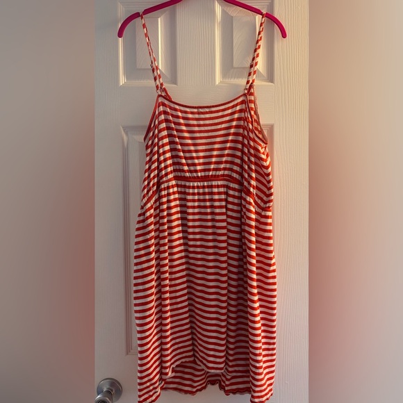 J. Crew Dresses & Skirts - J. Crew Orange and White Striped mini dress adjustable straps XL